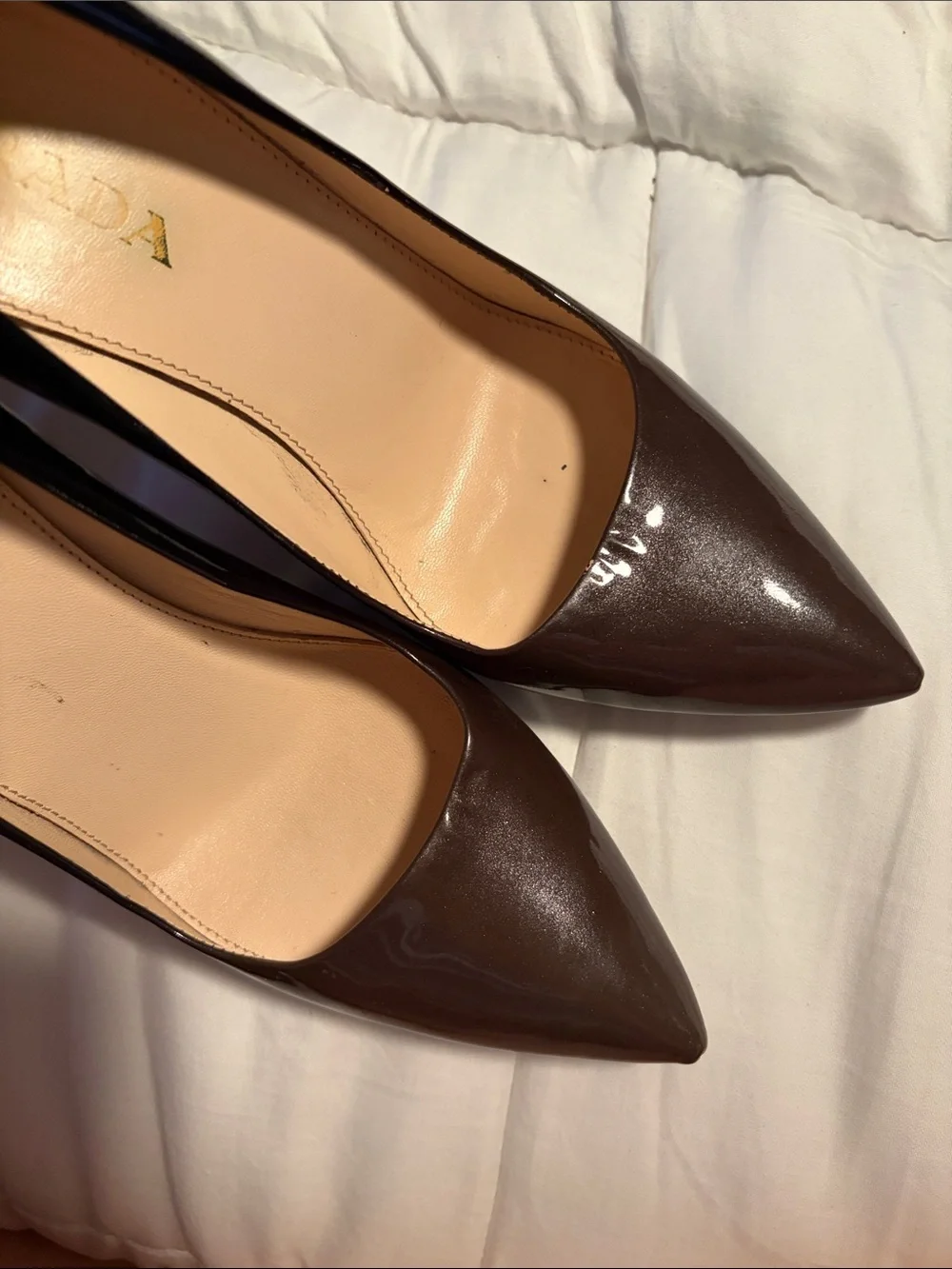 Prada High Heel Pumps in Dark Brown Black Ombré Patent - 36
